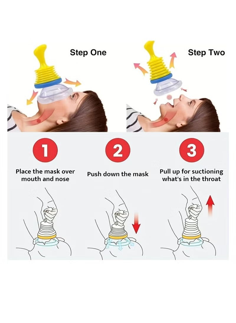 Choking Emergency Device, professional asphyxia first aid device for adults and children, suction obstruction device, and breathing trainer, with 2 masks of different sizes