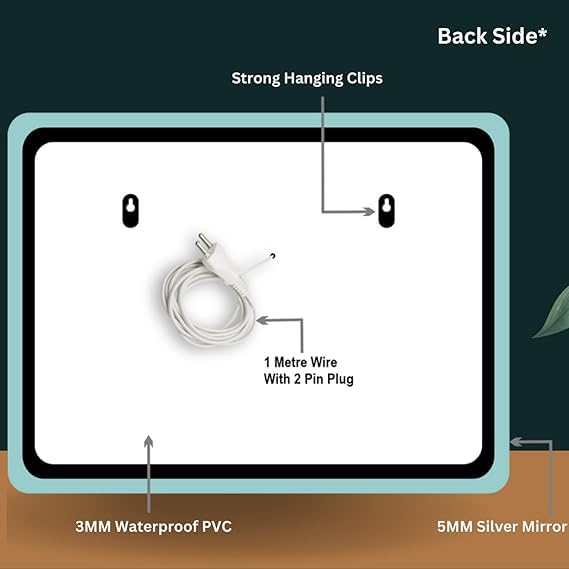 TINITALO Quality Glass Rectangular LED Mirror For Bathroon With Back Light Imported Touch Sensor + Dimmer + White Light + Coold Day Light + Warm Light Total 3 Light Brightness Adjustable,Wall Mount - Image 4