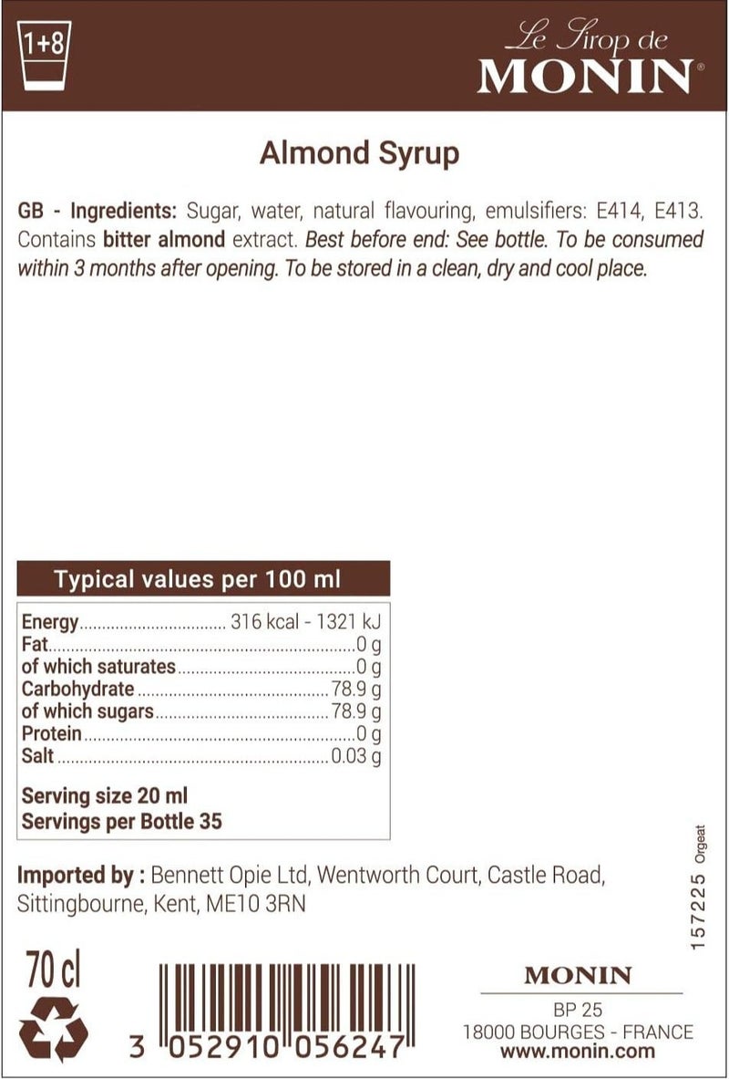Monin Almond Syrup 700ml - Image 4