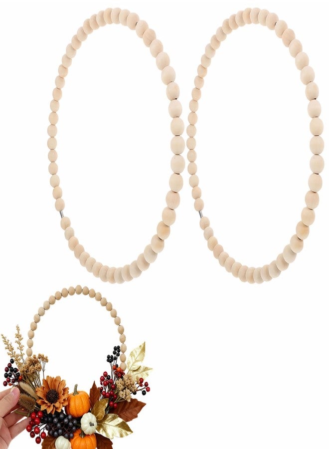 Toddmomy 2 Piece Wooden Bead Wreath, Wood Beaded Wreath kit for DIY Crafts Farmhouse Christmas Wedding Harvest Decor for Front Door, Wall Hanging Decor,30cm - Image 1