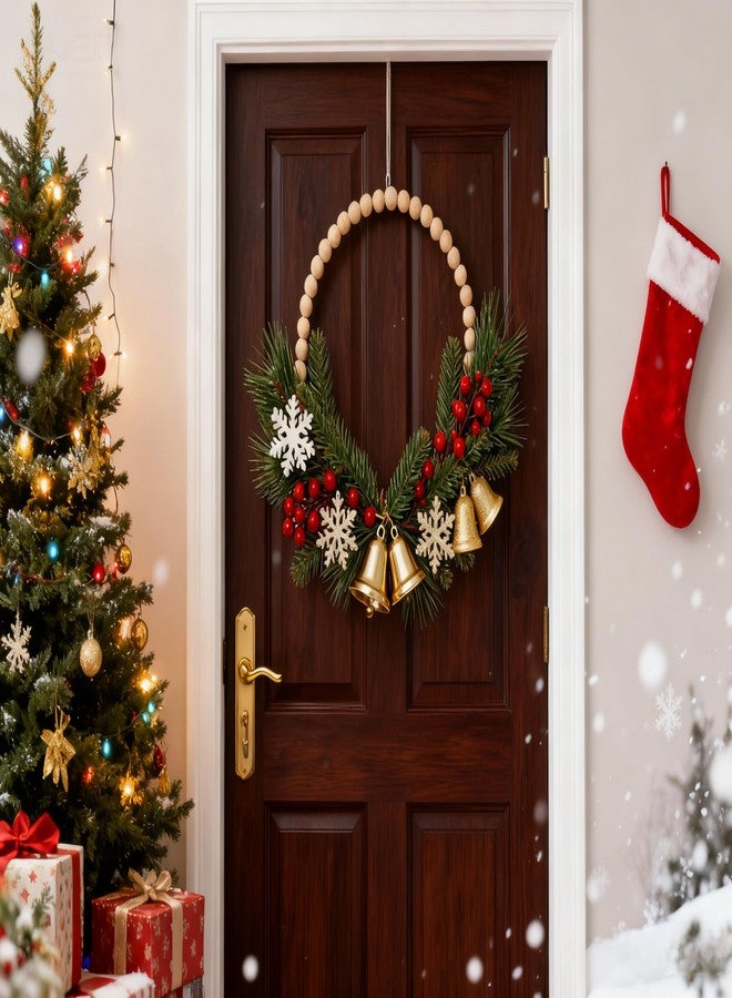 Toddmomy 2 Piece Wooden Bead Wreath, Wood Beaded Wreath kit for DIY Crafts Farmhouse Christmas Wedding Harvest Decor for Front Door, Wall Hanging Decor,30cm - Image 4