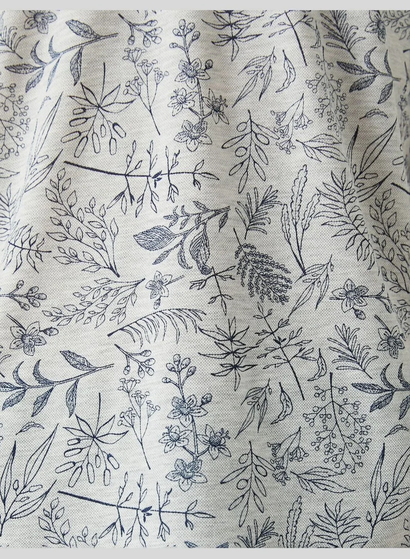 KOTON Polo Neck T-Shirt Leaf Patterned
