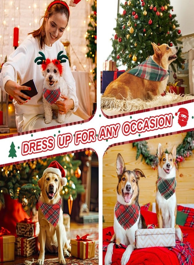 Vivifying Dog Christmas Bandana with Tassels Edges, 2 Pack Classic Plaid Triangle Dog Apparel & Accessories, Funny Holiday Pet Scarf Costume for Photo Prop, and Party Decor (Large, Red&Green) - Image 4