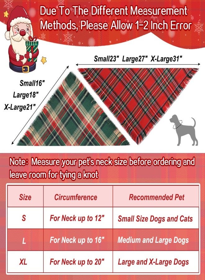 Vivifying Dog Christmas Bandana with Tassels Edges, 2 Pack Classic Plaid Triangle Dog Apparel & Accessories, Funny Holiday Pet Scarf Costume for Photo Prop, and Party Decor (Large, Red&Green) - Image 3
