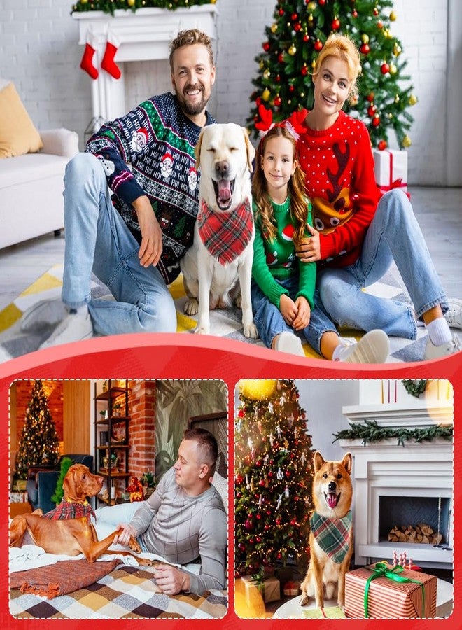 Vivifying Dog Christmas Bandana with Tassels Edges, 2 Pack Classic Plaid Triangle Dog Apparel & Accessories, Funny Holiday Pet Scarf Costume for Photo Prop, and Party Decor (Large, Red&Green) - Image 5