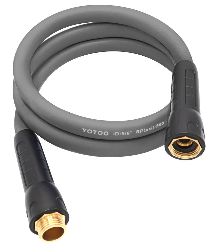 YOTOO Heavy Duty Hybrid Garden Lead in Water Hose 5/8-Inch by 5-Feet 150 PSI, Kink Resistant, All-Weather Flexible with Swivel Grip Handle and 3/4" GHT Solid Brass Fittings, Gray - Image 1
