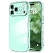 LCHULLE for iPhone 17 Pro Max Case for Women Girls Cute Wave Frame Curly Shape with Love Heart Raised Camera Protection Cover Luxury Plating Shockproof Phone Case for iPhone 17 Pro Max Mint Green - Image 2