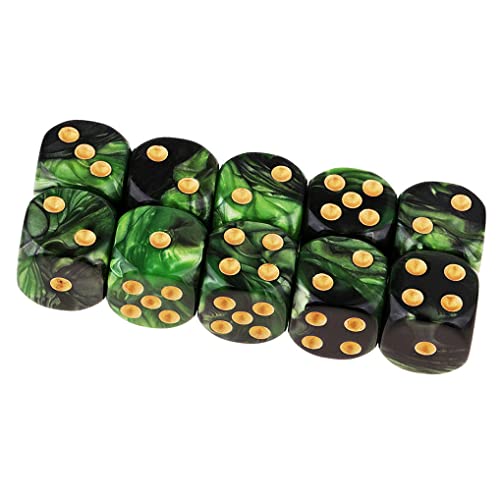 Yiotfandoll 20PCS Polyhedral D6 Dice 16mm Acrylic 6 Sided Dice Game Dice for RPG MTG DND Dice Table Games Green Black and Black Gold - Image 5