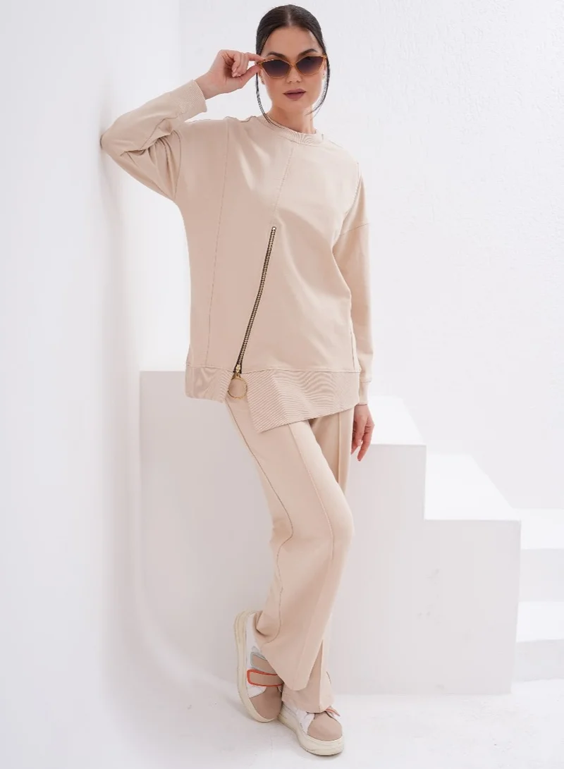 Marvella By Rasha Casual Tracksuit with Side Zipper Detail