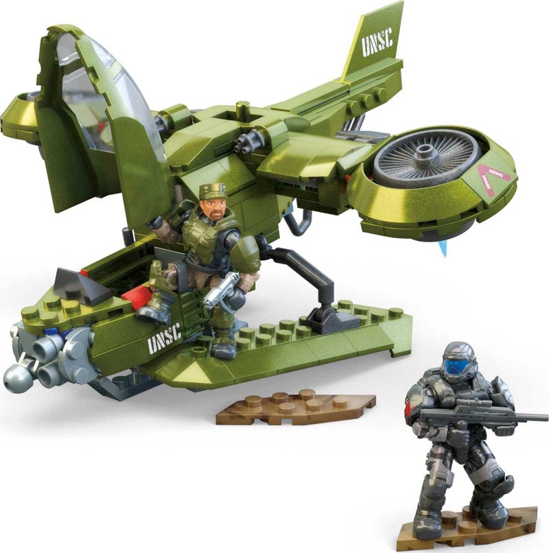 Mega Brands MEGA Halo Toy Vehicles Building Sets, UNSC Hornet Recon Aircraft with 2 Poseable, Collectable Micro Action Figures and Accessories - Image 5