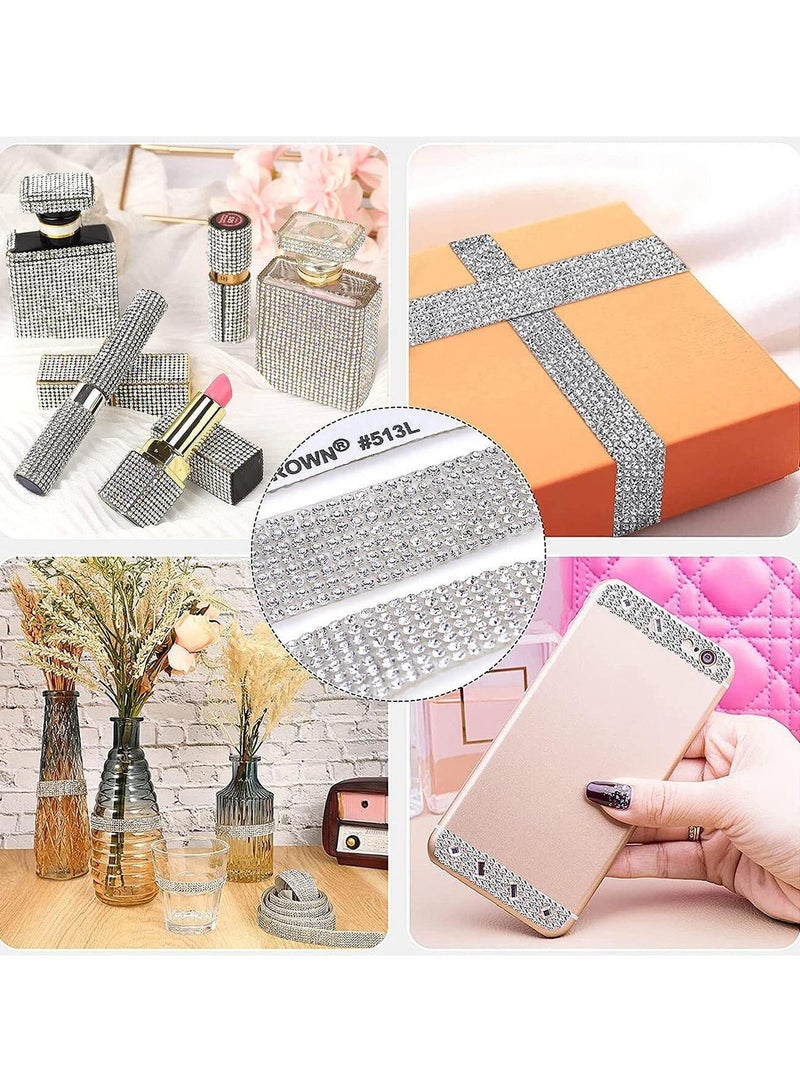 Self-Adhesive Silver color Crystal Rhinestone  Ribbon for Embellishments and Decoration 1 Piece Length 92 cm Width 3.1 cm - Image 3