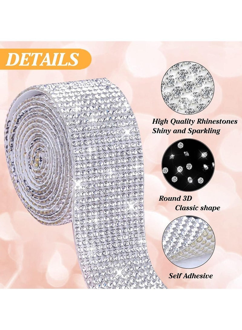 Self-Adhesive Silver color Crystal Rhinestone  Ribbon for Embellishments and Decoration 1 Piece Length 92 cm Width 3.1 cm - Image 1