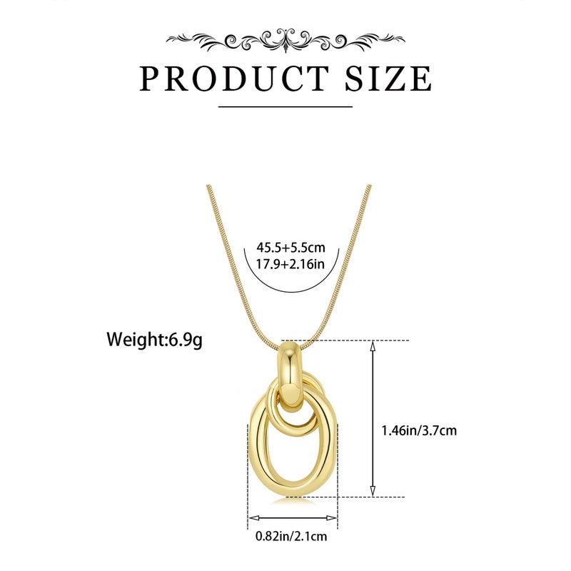 Dr's gift Gold Knot Pendant Necklace for Women Geometric Drop Chunky Gold Necklace 14K Gold Plated Statement Necklaces - Image 5
