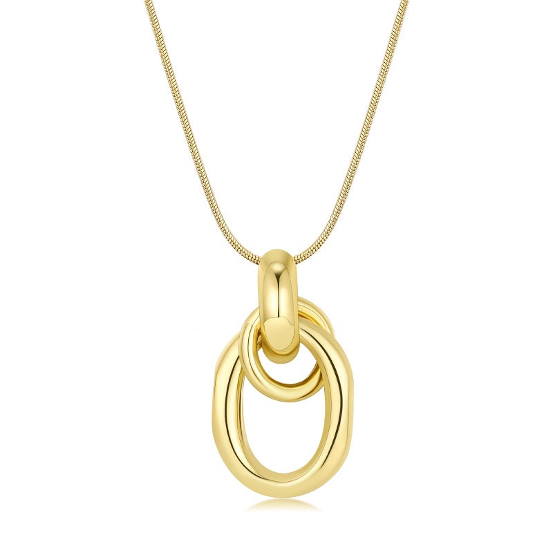 Dr's gift Gold Knot Pendant Necklace for Women Geometric Drop Chunky Gold Necklace 14K Gold Plated Statement Necklaces - Image 1