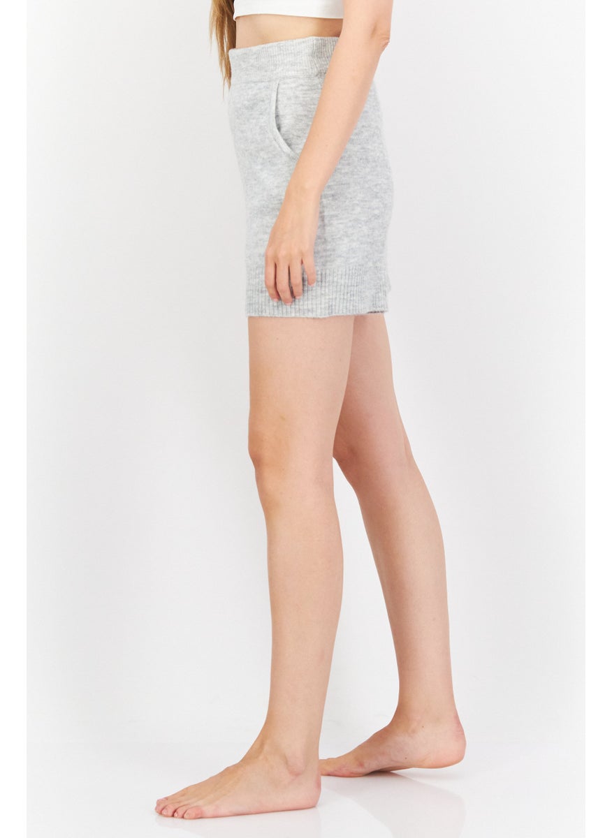 M Lounge Women Plain Knitted Short, Grey  - Image 4