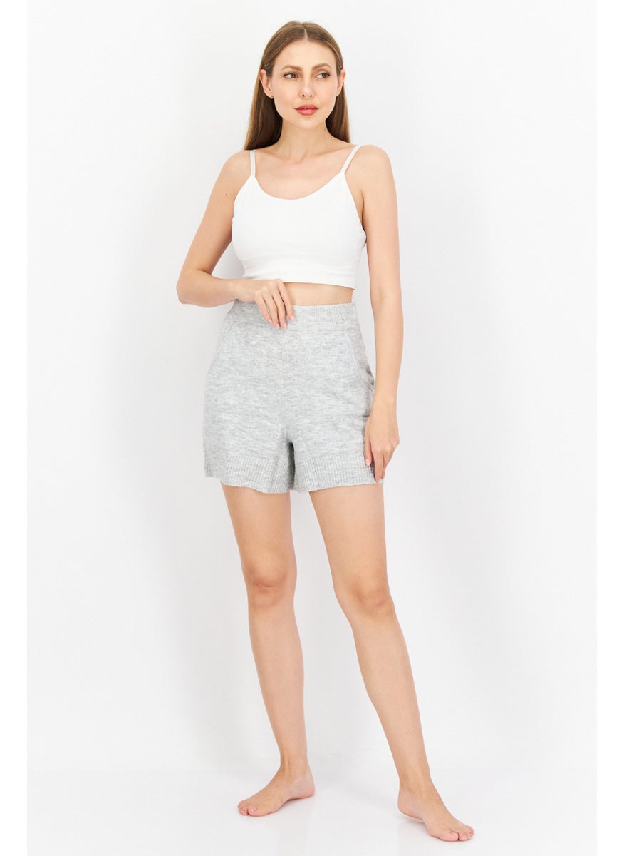 M Lounge Women Plain Knitted Short, Grey  - Image 2