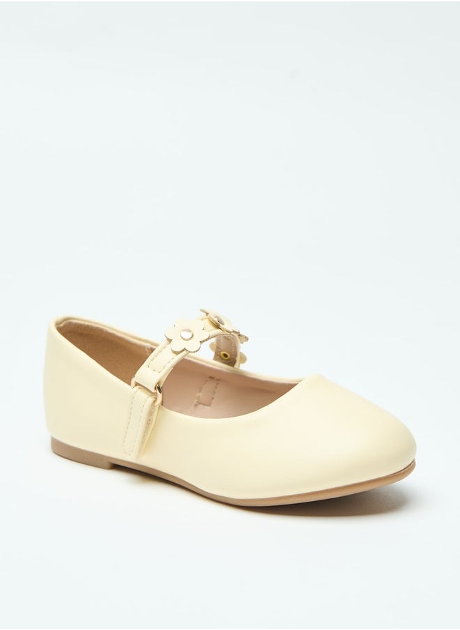 Flora Bella By Shoexpress Flower Accent Ballerina Shoes with Hook and Loop Closure  - Image 1