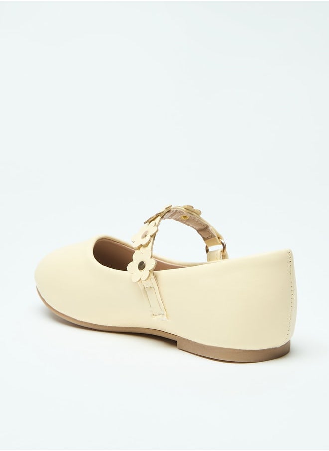 Flora Bella By Shoexpress Flower Accent Ballerina Shoes with Hook and Loop Closure  - Image 2