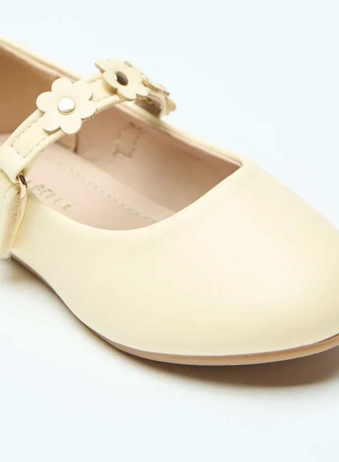Flora Bella By Shoexpress Flower Accent Ballerina Shoes with Hook and Loop Closure