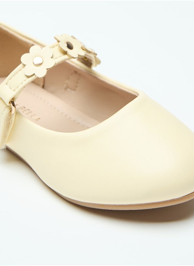 Flora Bella By Shoexpress Flower Accent Ballerina Shoes with Hook and Loop Closure  - Image 5