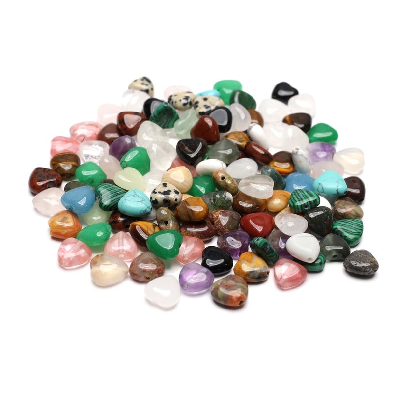 LE SKY 40 Pcs Healing Loose Beads Heart Shape Natural Necklace Stone Pendants Crystal for Jewelry Making DIY Craft - Image 3