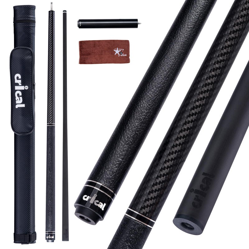 CRICAL Carbon Fiber Pool Cue Set Includes Extender Towel Case 58 Inch LowDeflection Cue with Cowhide Grip 3K Weave Fixed 19oz Weight 388 Joint Ideal for Players Gift - Image 2
