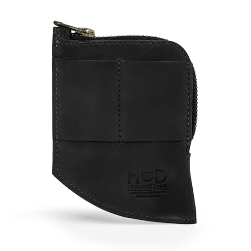 Hide & Drink, Full Grain Leather EDC Pocket Wallet, Curved Cash Organizer, Slim Front Card Holder, Money Clip, Handmade Travel Accessories, Charcoal Black - Image 2