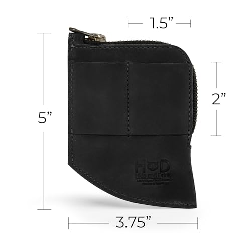 Hide & Drink, Full Grain Leather EDC Pocket Wallet, Curved Cash Organizer, Slim Front Card Holder, Money Clip, Handmade Travel Accessories, Charcoal Black - Image 4