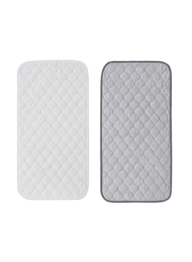 2PCSBassinet Mattress Pad Cover, Waterproof, Fits for All Mainstream Bassinet - Rectangle, Oval, Hourglass, Ultra Soft Microfiber Surface, Washer Dryer?Grey and White? - Image 1