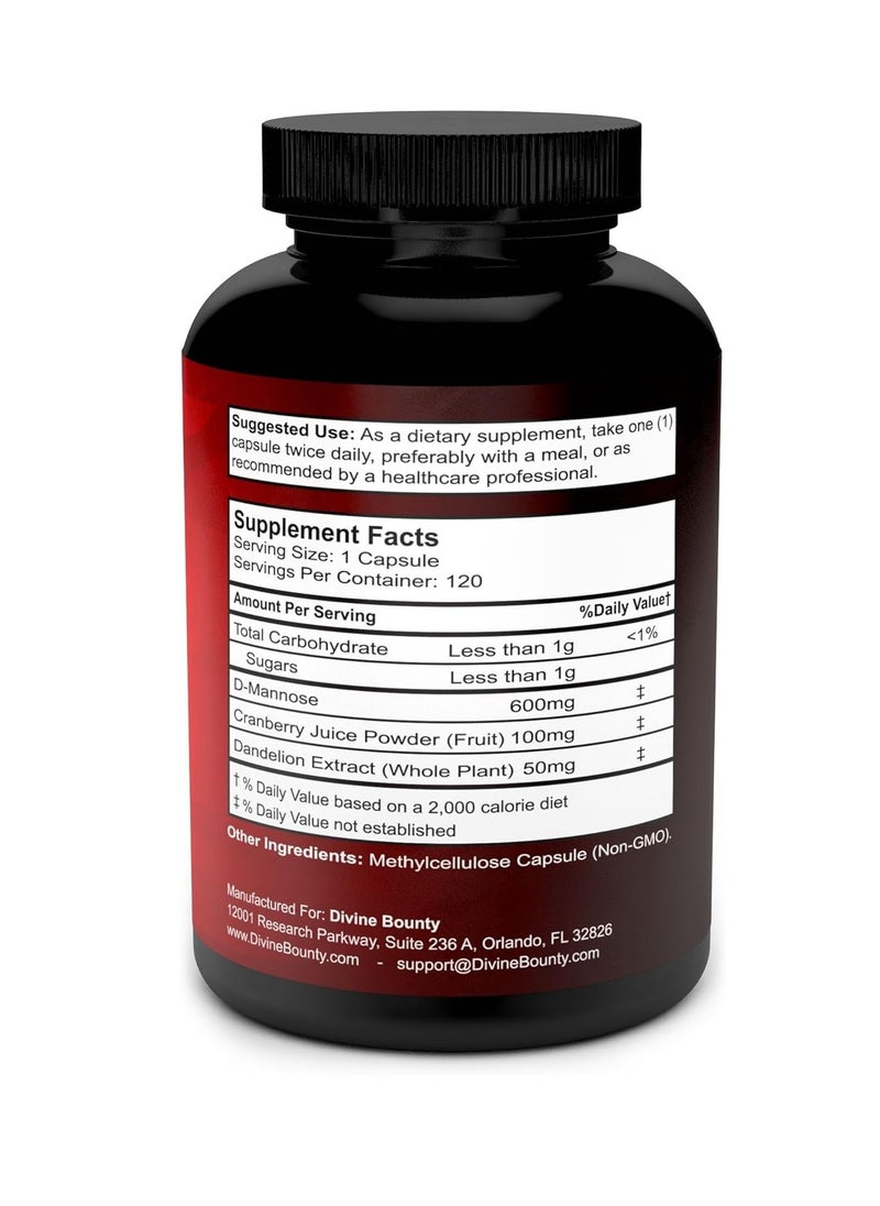 D Mannose with cranberry and Dandelion extract 600mg 120 caps - pzsku/ZB6E612B15D007375E8EBZ/45/_/1715781580/283b72ac-4cd6-45f0-a7b8-23478f5e6fcb