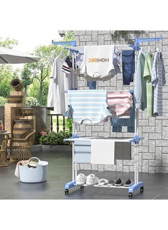 Floor Drying Rack,4 Tiers Foldable Design,Stainless Steel,Indoor and Outdoor Dual-Use Design,Suitable for Drying Adult and Children's Clothes(Blue) - pzsku/ZB6E618F35725DF92080EZ/45/_/1711618007/0e16d9ac-2797-4601-939b-bb6684cdc1ed