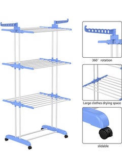 Floor Drying Rack,4 Tiers Foldable Design,Stainless Steel,Indoor and Outdoor Dual-Use Design,Suitable for Drying Adult and Children's Clothes(Blue) - pzsku/ZB6E618F35725DF92080EZ/45/_/1711618028/091f5fe8-6aae-402c-993b-8db8d8768e9f