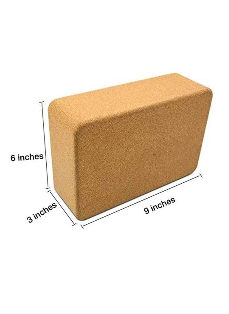 MahMir - MahMir® Yoga Cork Block – Supportive, Sustainable Cork with Non-Slip Surface, Exercise Accessory for Yoga, Pilates, and General Fitness, Natural Cork Blocks Size 9"x6"x3" (2pcs pack) - Image 1