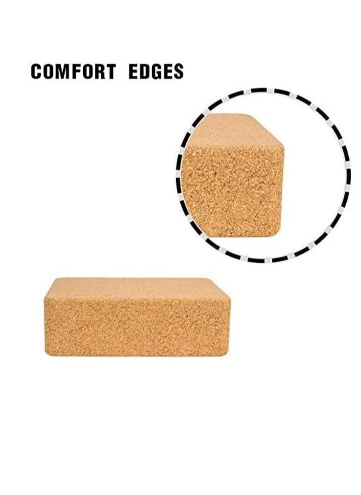 MahMir - MahMir® Yoga Cork Block – Supportive, Sustainable Cork with Non-Slip Surface, Exercise Accessory for Yoga, Pilates, and General Fitness, Natural Cork Blocks Size 9"x6"x3" (2pcs pack) - Image 1