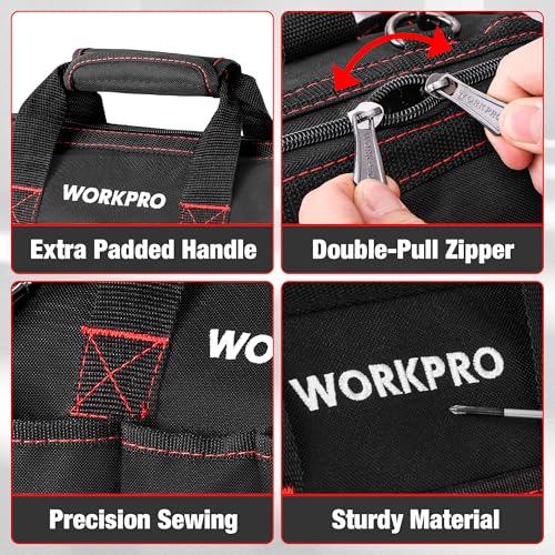 Workpro 12-inch Close Top Wide Mouth Storage Tool Bag, W081020A - Image 3