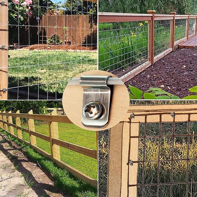 100 قطعة من مشابك الأسوار السلكية المصنوعة من الفولاذ المقاوم للصدأ لتثبيت سياج الحديقة بأمان - Image 3