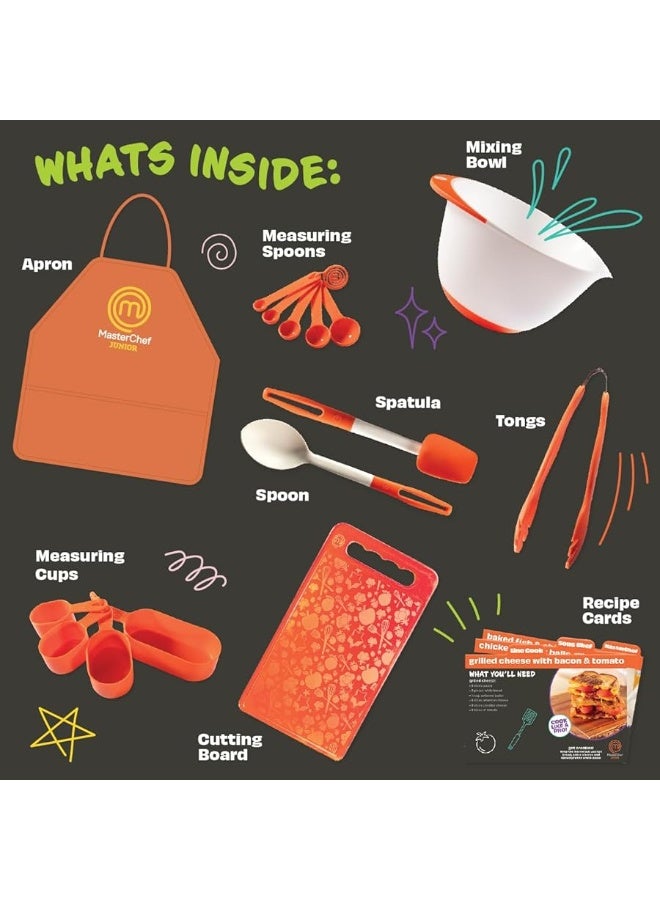 MasterChef Junior MasterChef Junior Cooking Essentials Set - 9 Pc. Kit Includes Real Cookware for Kids, Recipes, Apron, Cutting Board, Mixing Bowl, Measuring Cups, Spoons, Birthday Make Homemade Treats  - Image 4