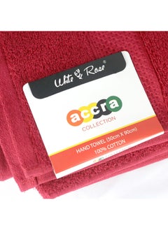 White Rose Towel 4 Piece Bathroom  Set ACCRA 550 GSM 100% Cotton Terry 2 Bath  70X140 cm & 2 Hand  50x90 cm Turquoise & Red Color Soft Feel Super Absorbent  - Image 5