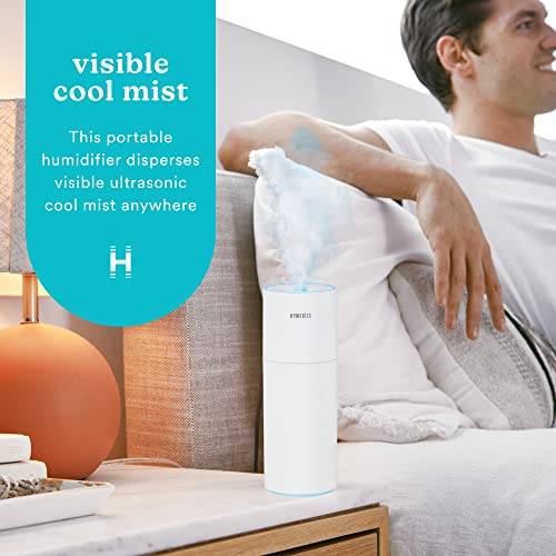 Homedics Portable Humidifier Small Air Humidifiers for Bedroom Plants Office Travel Cool Mist Humidifiers ColorChanging Accent Light 2 Mist Settings Matte White - Image 3
