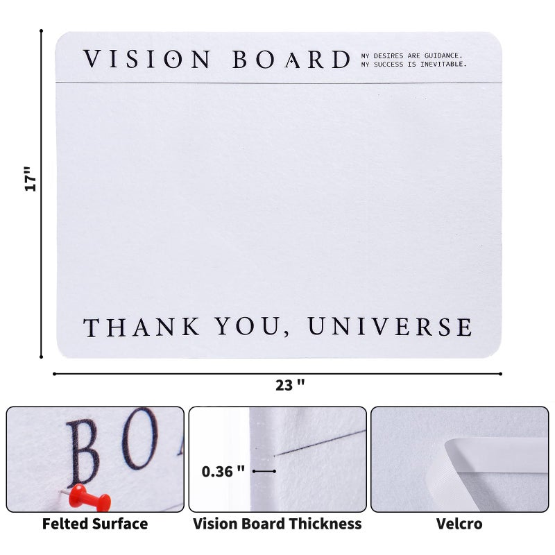 Bodoniy Vision Board, Premium Bulletin Boards Decorative Felt Pin Board, Minimalist Dream Board for Manifesting Supplies, Foldable Picture Board, DIY Prayer Board with Pushpins for School, Home, Office - Image 2