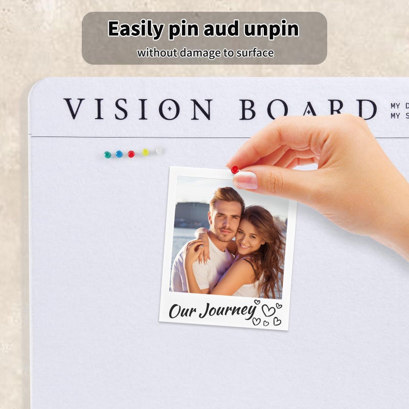 Bodoniy Vision Board, Premium Bulletin Boards Decorative Felt Pin Board, Minimalist Dream Board for Manifesting Supplies, Foldable Picture Board, DIY Prayer Board with Pushpins for School, Home, Office - Image 5