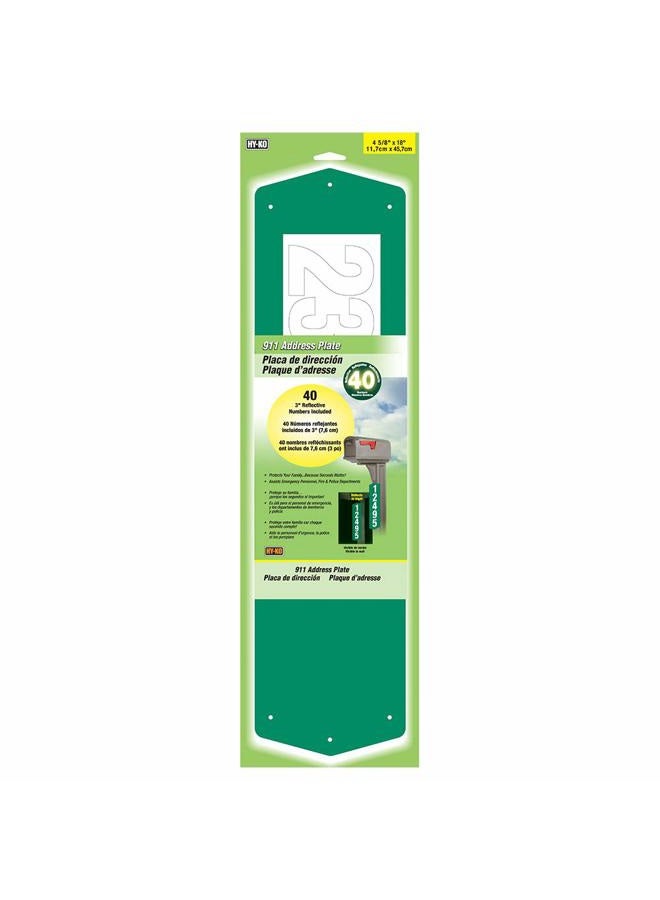 Products 911 Address Plate 4 5/8" X 18" (3" Numbers) Green, 1 Piece
