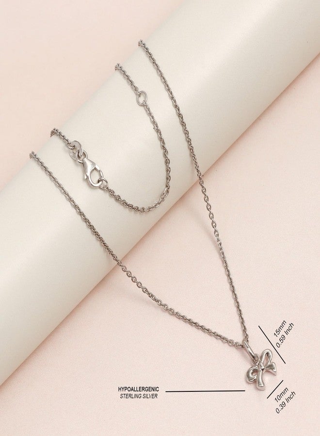 LeCalla 925 Sterling Silver Bowknot Pendant Necklace for Kids and Preteens | Rhodium-Plated Bow-Knot Choker Necklace for 4 and above Years Children | Ribbon Bow Necklace Gifts for Young Wearers - Image 3