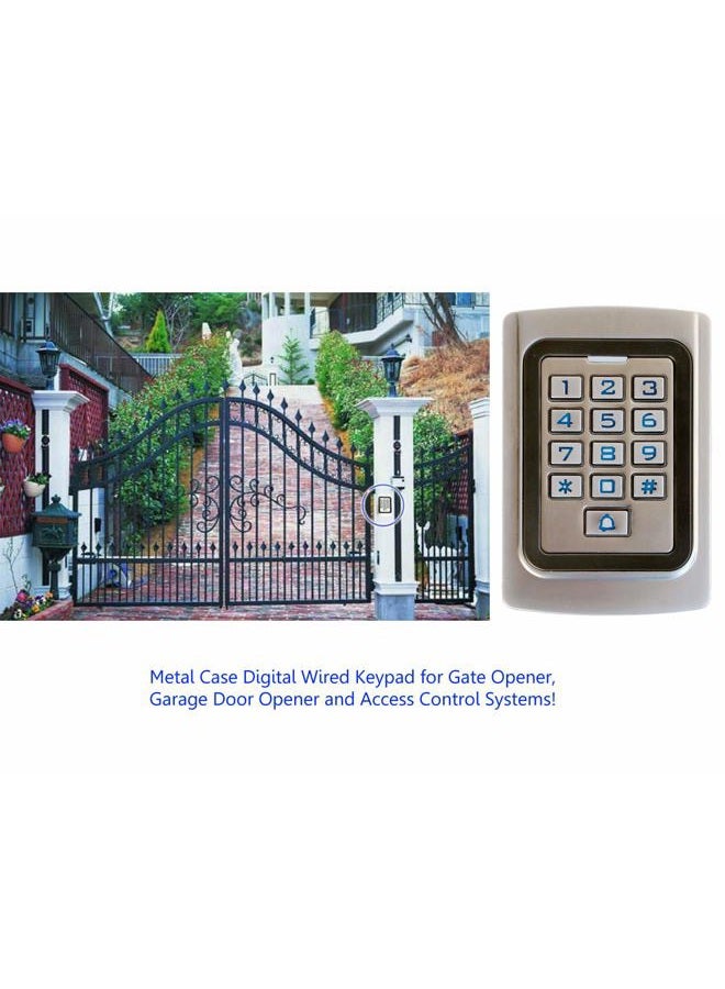 Supreform IP68 Waterproof Universal 12V 24VDC Metal Case Digital Wired Keypad for Garage Door, Gate Opener and Access Control Systems, Code or ID Card Access - Image 2