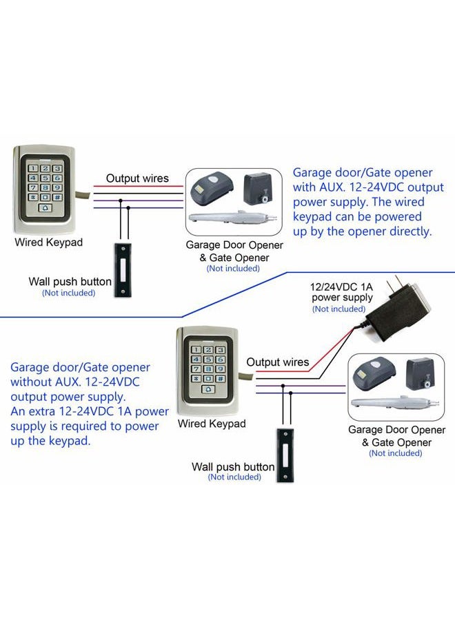 Supreform IP68 Waterproof Universal 12V 24VDC Metal Case Digital Wired Keypad for Garage Door, Gate Opener and Access Control Systems, Code or ID Card Access - Image 4