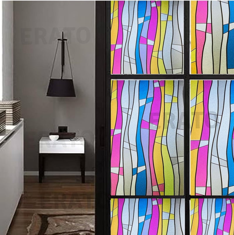 ERATO Anti UV Reflective Window Film Static Cling Window Glass Film Sun Control Film (16 x 50 inch, Decorative 08) - Image 5