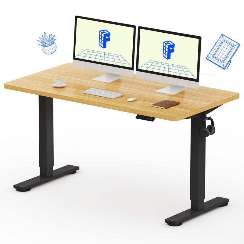 مكتب FLEXISPOT EN1 القائم الأبيض قطعة واحدة 48 × 24 بوصة مكتب كهربائي قابل للتعديل في الارتفاع للعمل من المنزل إطار أبيض سطح أبيض