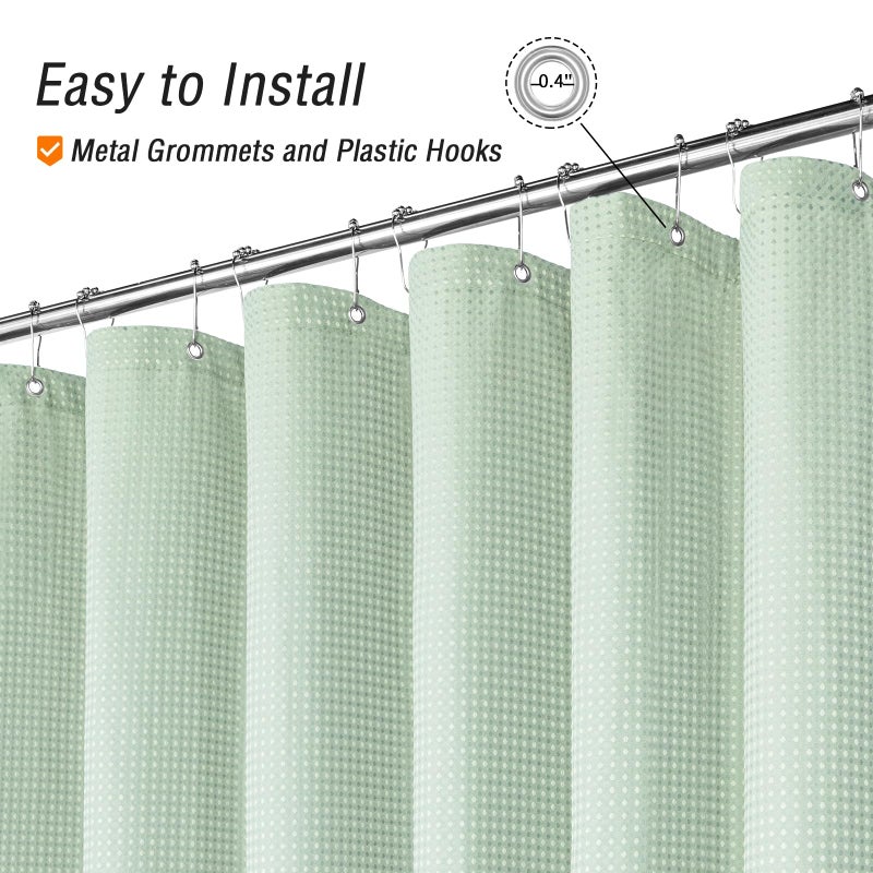 Gibelle Extra Long Shower Curtain 72 x 84  Tall Waffle Weave Textured Fabric Shower Curtain for Bathroom  Water Repellent  Machine Washable  Mint Green - Image 4