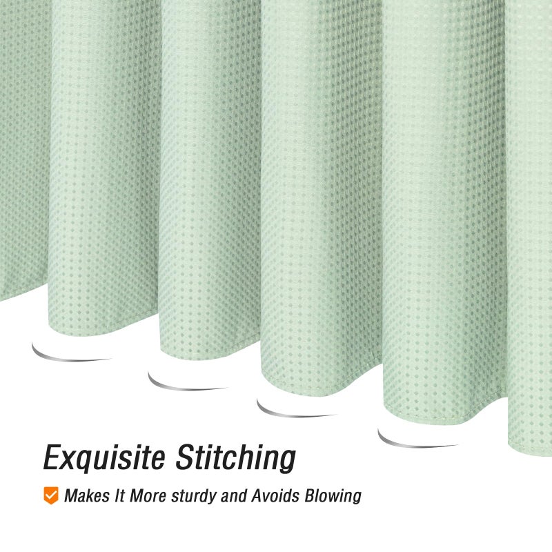 Gibelle Extra Long Shower Curtain 72 x 84  Tall Waffle Weave Textured Fabric Shower Curtain for Bathroom  Water Repellent  Machine Washable  Mint Green - Image 5