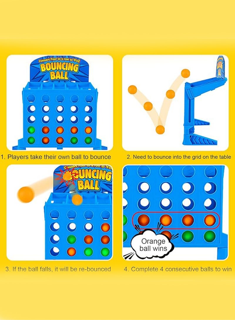 Four-Eye Row Bouncing Bouncing Game Tabletop Bouncing Ball Bouncing Board Game Puzzle Battle The Whole Family Can Enjoy Three-Dimensional Toy Puzzle Intelligence (25 * 23 * 16 Cm)